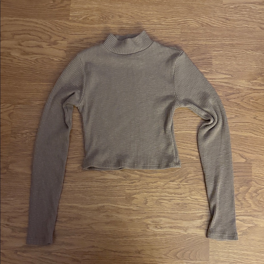 Fashion Nova Taupe Ribbed Turtleneck Sweater